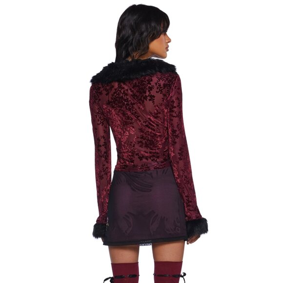 NWT Dolls Kill Delia's Lovestruck in Lisbon Corset Top - Red Burgundy Size M - Picture 4 of 16
